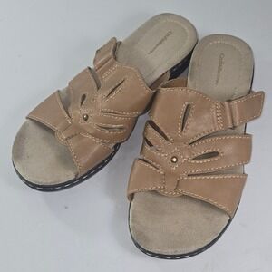 Croft & Barrow Tan Comfort Wedge Slides Women's 8.5 Medium